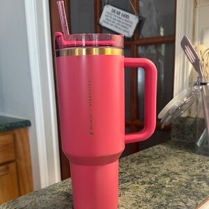 Starbucks Stanley Pink and Gold Mug with Handle